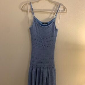 Lulu's Light Blue Knit Midi Dress